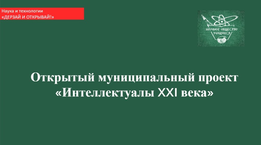 Открытый муниципальный проект  «Интеллектуалы XXI века»